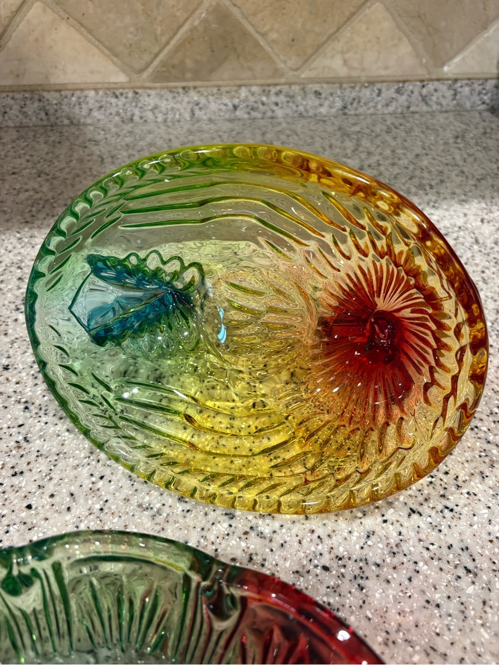 Multicolored/Rainbow Glass Hen On Nest Lidded Candy Dish - Picture 6 of 8